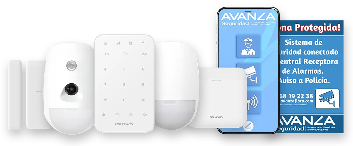 Kit de alarma de Avanza Fibra con panel y sensores